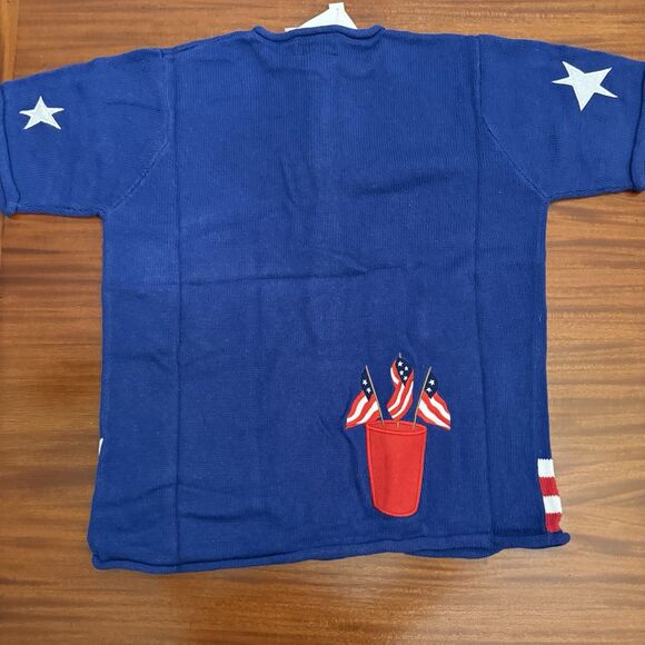 Quacker Factory Women Large Sweater Patriotic NWT USA‎ Flag Stars Button Covers - Picture 2 of 6